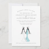 Twee bruiden in bruidsjurken in stijl uit de jaren kaart (Voorkant)