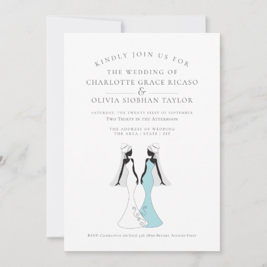 Twee bruiden in bruidsjurken in stijl uit de jaren kaart (Voorkant)