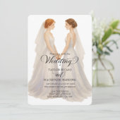 Twee bruiden in trouwjurken foto kaart (Staand voorkant)