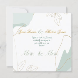 Twee Bruiden Lesbische Aquarel Groene Bloemen Brui Kaart