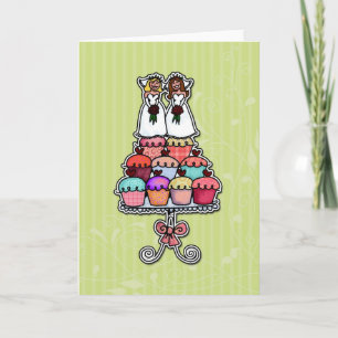 Twee bruiden op cupcakes kaart