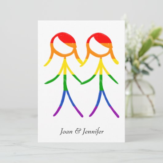 Twee bruiden Rainbow Love Save The Date (Staand voorkant)