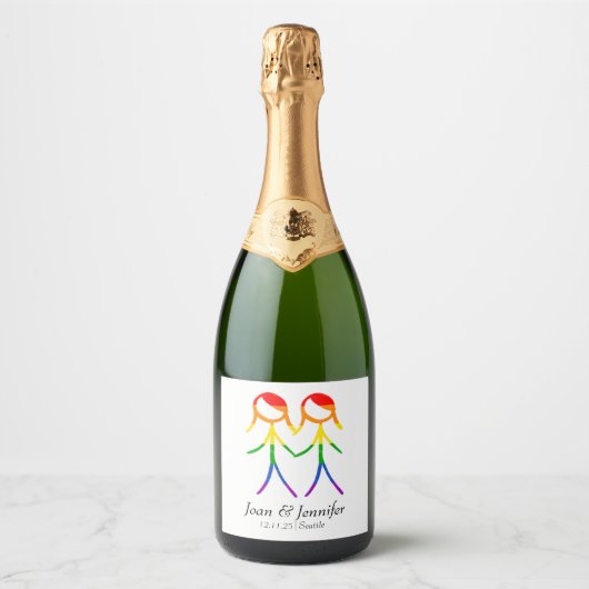Twee bruiden Rainbow Love Sparkling Wijnetiket (Voorkant)