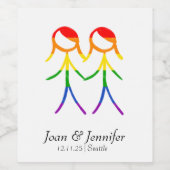 Twee bruiden Rainbow Love Wijn Etiket (Enkel label)