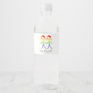 Twee Bruiden Regenboog Liefde Waterfles Etiket