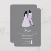 Twee bruiden RSVP bruiloft (Lila en grijs) (Voorkant / Achterkant)