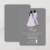 Twee bruiden RSVP bruiloft (Lila en grijs) Kaartje (Voorkant / Achterkant)