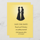 Twee bruiden slaan de datum op save the date (Voorkant / Achterkant)