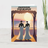 Twee bruiden Trouwdag bij zonsondergang Gefelicite Kaart (Voorkant)