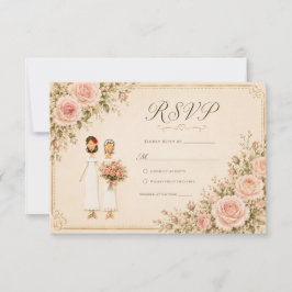 Twee Bruiden Vintage Blush RSVP Kaartje