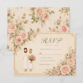 Twee Bruiden Vintage Blush RSVP Kaartje (Voorkant / Achterkant)