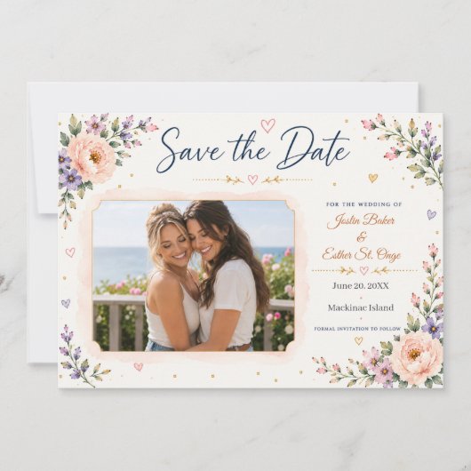 Twee bruiden zijn beter dan één foto Save the Date (Voorkant)