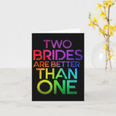 Twee bruiden zijn beter dan een lesbische bruiloft kaart (Gele Bloem)