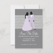 Twee bruidjes bewaren de datumbruiloft (Lila en gr Save The Date (Voorkant)