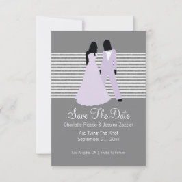 Twee bruidjes bewaren de datumbruiloft (Lila en gr Save The Date