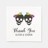 Twee bruidjes en confetti Dank je lesbische bruilo Servet (Voorkant)