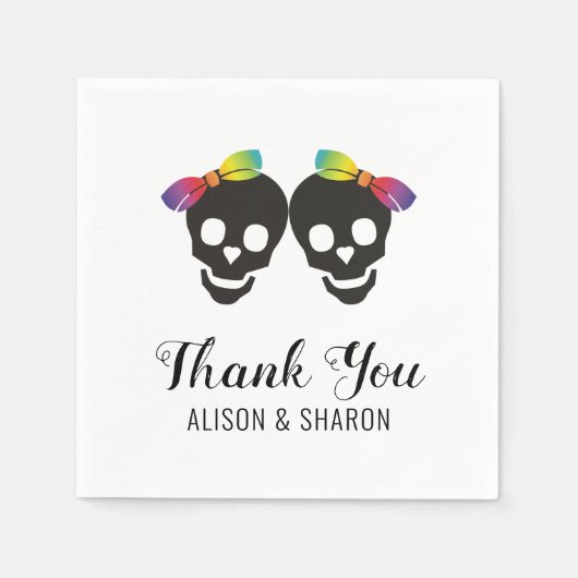 Twee bruidjes en confetti Dank je lesbische bruilo Servet (Voorkant)