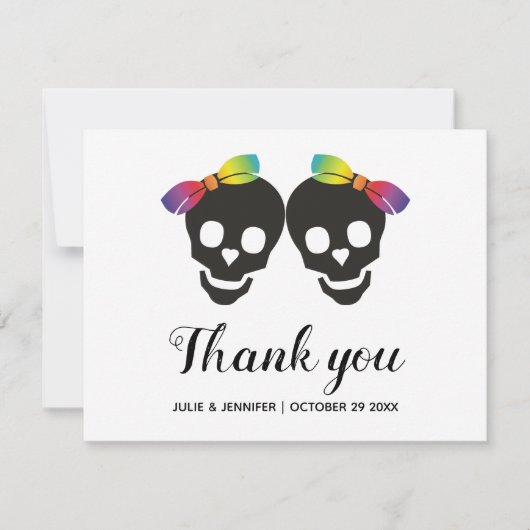 Twee bruidjes en een confetti lesbische bruiloft D Bedankkaart (Voorkant)