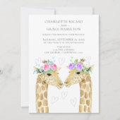 Twee bruidjes Giraffe Gay Wedding Aankondiging (Voorkant)
