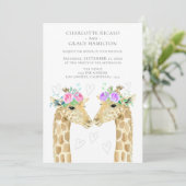 Twee bruidjes Giraffe Gay Wedding Aankondiging (Staand voorkant)