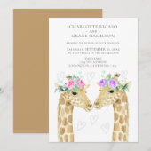 Twee bruidjes Giraffe Gay Wedding Aankondiging (Voorkant / Achterkant)
