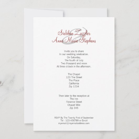 Twee bruidjes in het bruidsgordijn kaart (Achterkant)