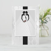 Twee bruidjes in het bruidsgordijn kaart (Staand voorkant)