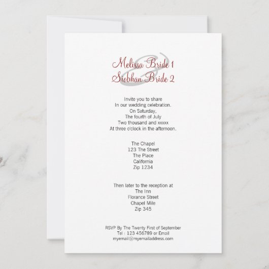 Twee bruidjes in het bruidsgordijn kaart (Achterkant)