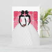 Twee bruidjes in het bruidsgordijn kaart (Staand voorkant)