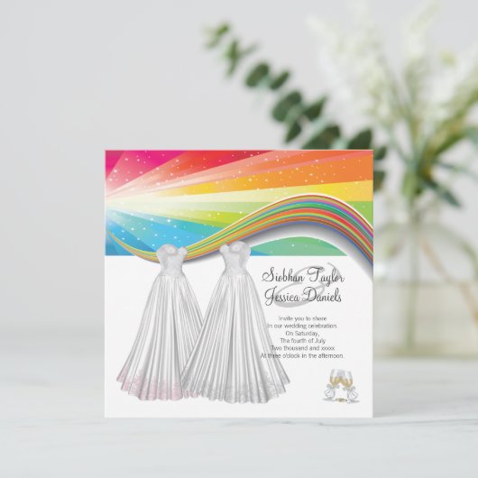 Twee bruidjes kaart (Staand voorkant)