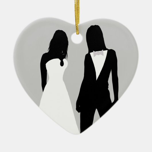 Twee bruidjes keramisch ornament (Voorkant)