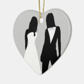Twee bruidjes keramisch ornament (Links)