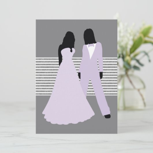 Twee bruidjes (Lila en grijs) Kaart (Staand voorkant)