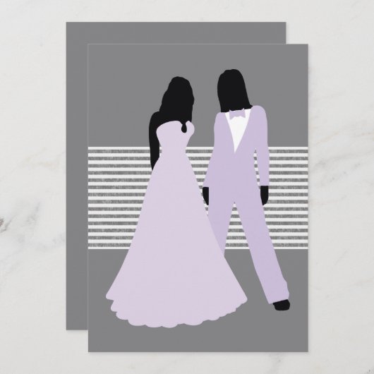 Twee bruidjes (Lila en grijs) Kaart (Voorkant / Achterkant)