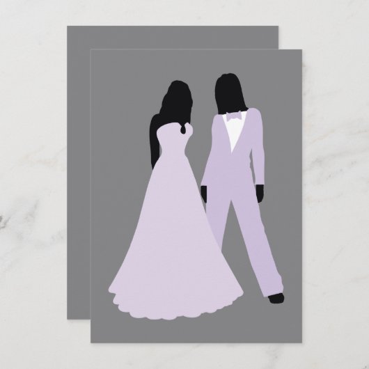 Twee bruidjes (Lila en grijs) Kaart (Voorkant / Achterkant)