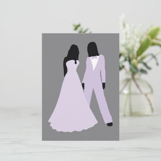 Twee bruidjes (Lila en grijs) Kaart (Staand voorkant)