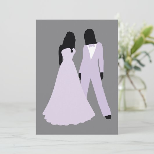 Twee bruidjes (Lila en grijs) Kaart (Staand voorkant)