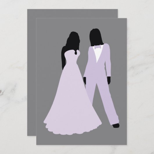 Twee bruidjes (Lila en grijs) Kaart (Voorkant / Achterkant)