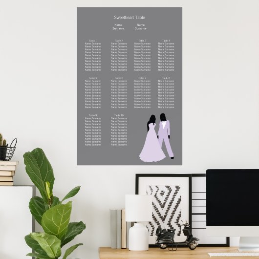 Twee bruidjes (Lila en grijs) zierplan Poster (Thuiskantoor)