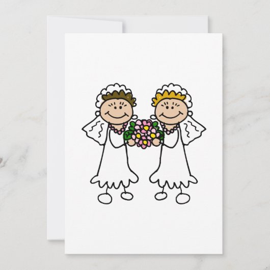 Twee bruidjes met bloemen kaart (Voorkant)
