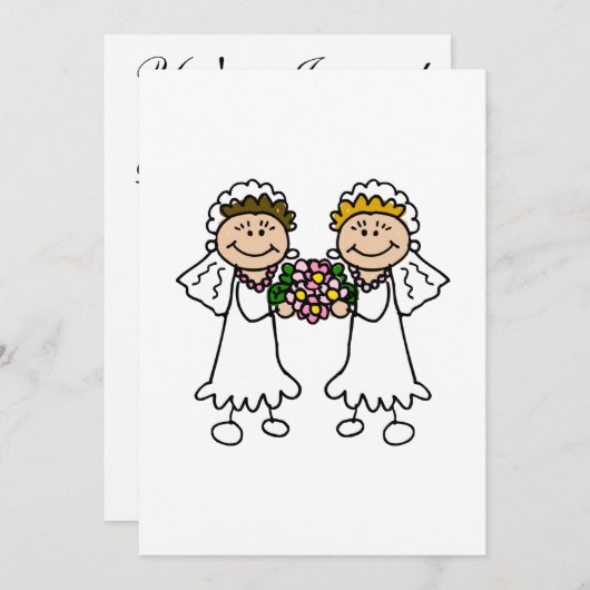 Twee bruidjes met bloemen kaart (Voorkant / Achterkant)