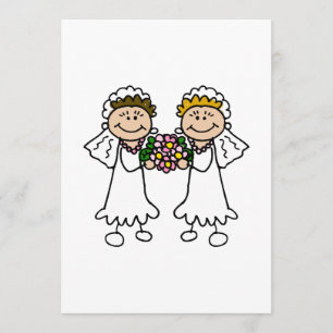 Twee bruidjes met bloemen kaart