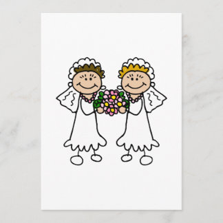 Twee bruidjes met bloemen kaart