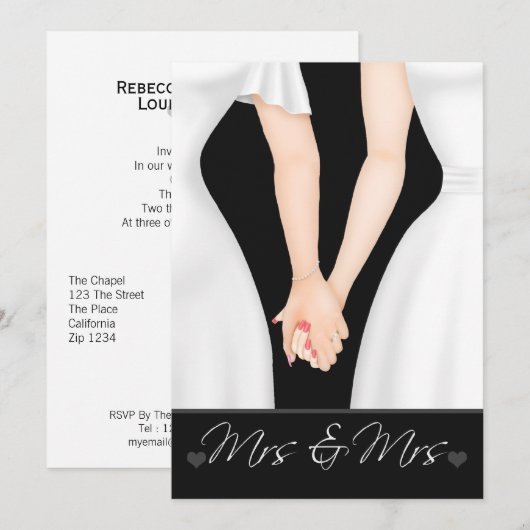 Twee bruidjes op het huwelijk met lesbiennes kaart (Voorkant / Achterkant)