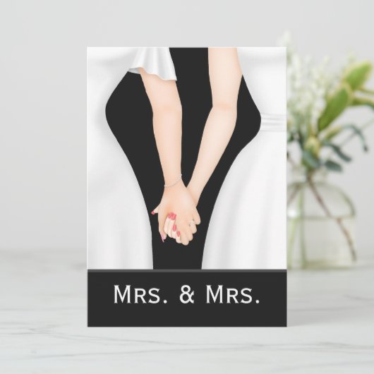 Twee bruidjes op het huwelijk met lesbiennes kaart (Staand voorkant)