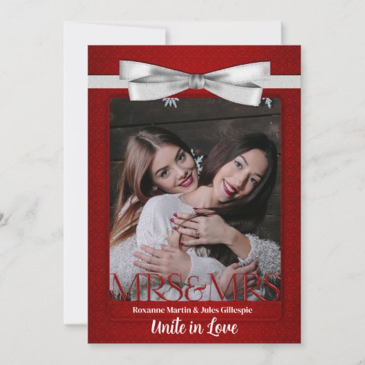 Twee bruidjes rood met witte garnalen bruiloft kaart (Voorkant)