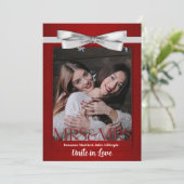 Twee bruidjes rood met witte garnalen bruiloft kaart (Staand voorkant)