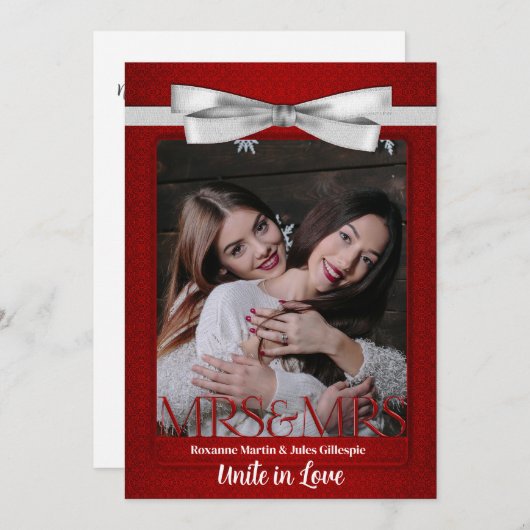 Twee bruidjes rood met witte garnalen bruiloft kaart (Voorkant / Achterkant)