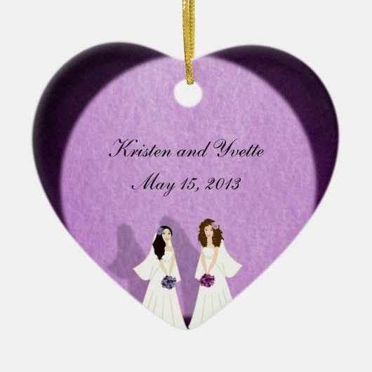 Twee bruidjes voor lesbiennes keramisch ornament (Voorkant)