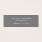 Twee bruidjes vrije Drink op ons (Lila en grijs) Mini Visitekaartjes (Achterkant)